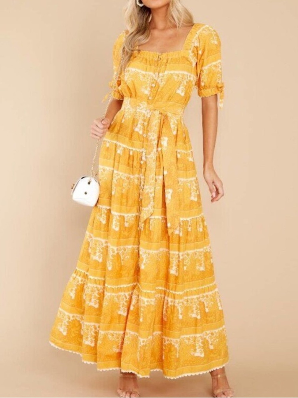 Cleobella Brooklyn Ankle Maxi Dress Mustard Yellow Orange Medium